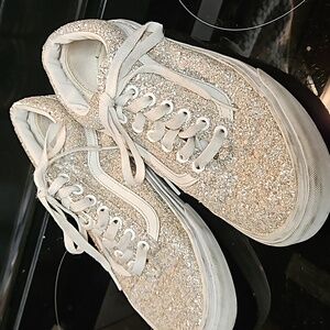 VANS low top pink glitter sparkle shoes women size 9